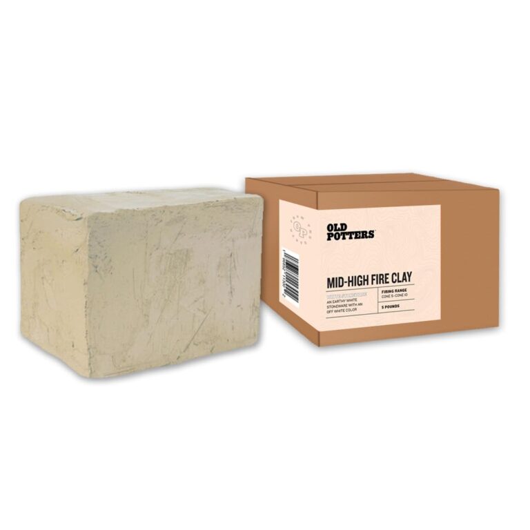 Block of mid-high fire clay next to its cardboard box