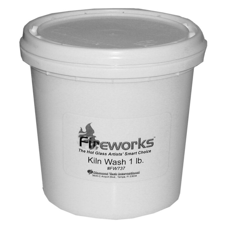 White plastic bucket of Fireworks Kiln Wash, 1 lb. with label