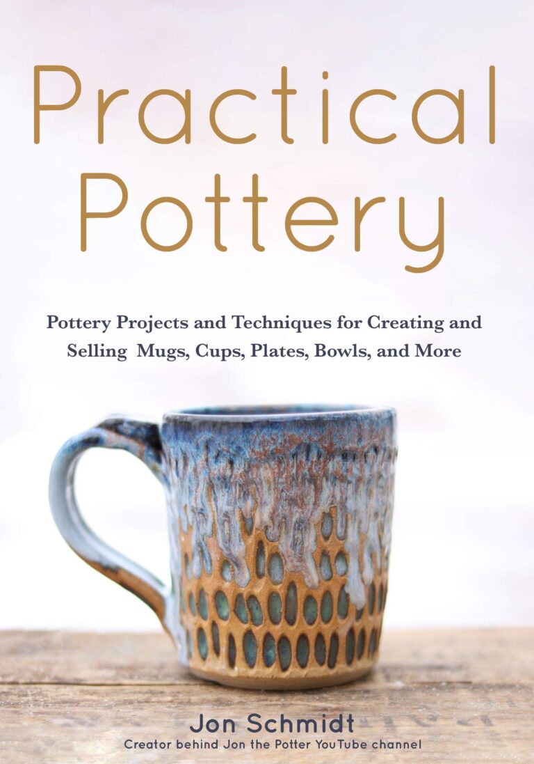 Book cover "Practical Pottery" with a handmade mug on a wooden surface